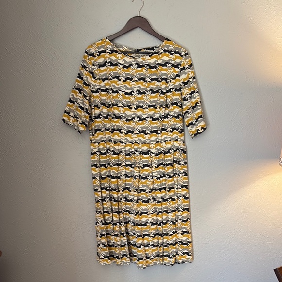 People Tree Running Horses Yellow and Black Dress - Picture 1 of 6